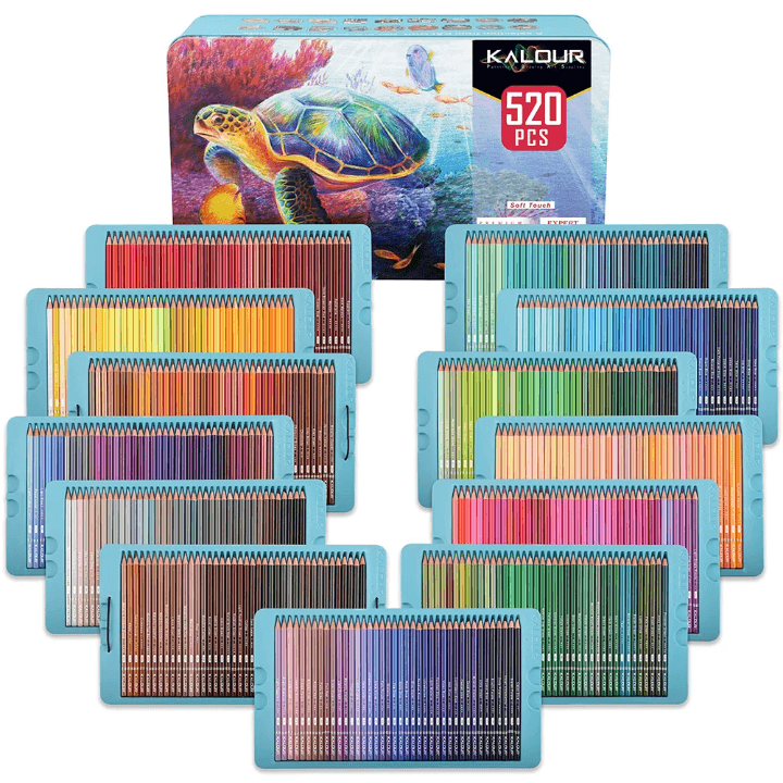 KALOUR 520 Cores — Lápis de Cor Premium à Base de Óleo com Núcleo Macio